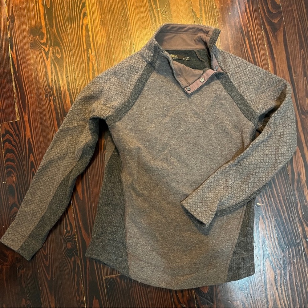 Women’s Prana Wool Blend Brown Quarter-Snap Pullover Sweater Medium